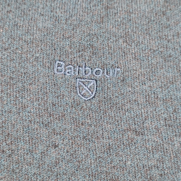 Barbour Cotton Cashmere Blend Teal V Neck Pullover Academia Preppy Sweater. L - Picture 5 of 8